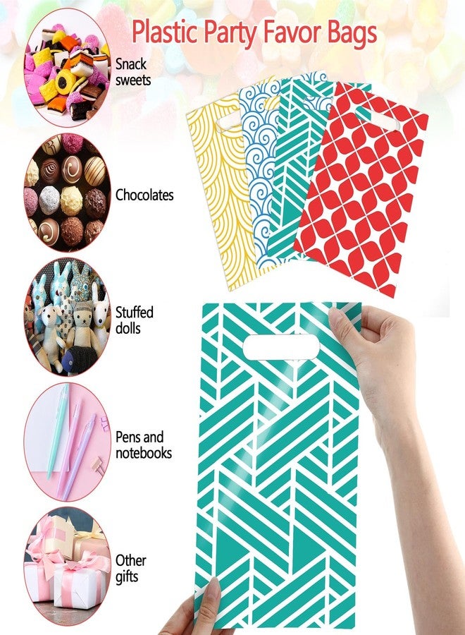 Blosssound 100 Pcs Plastic Gift Bags Bulk 6.69 x 9.84 Inches Assorted Color Plastic Party Favor Bags with Handles Treat Goodie Candy Wrapping for Festival Birthday Party Wedding Shop Retail Supplies - Image 4