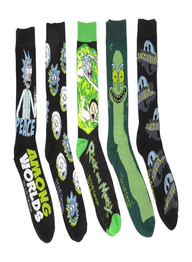 Hyp Rick and Morty Character Logos Crew Socks 5 Pair Pack