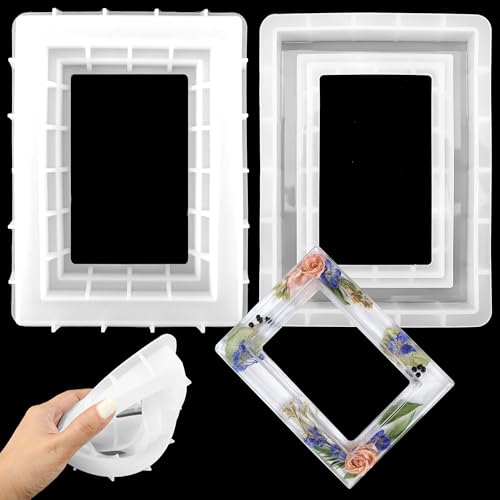 BuleVina Resin Picture Frame Mold - Epoxy Silicone Casting Mold for DIY Personalized Photo Crafts - Rectangle Shape for Home Table Decoration, Handmade Gifts (8x6 Inch) - Image 1