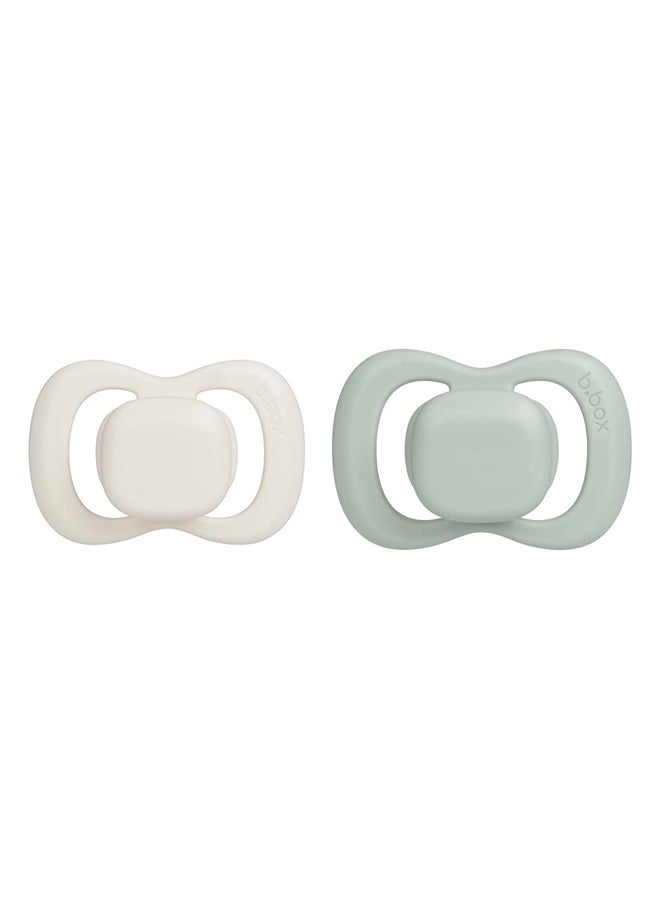 b.box Designer Pacifier Silicone Size 2, 6M+, 2 Pieces, Sage/Vanilla  - Image 1