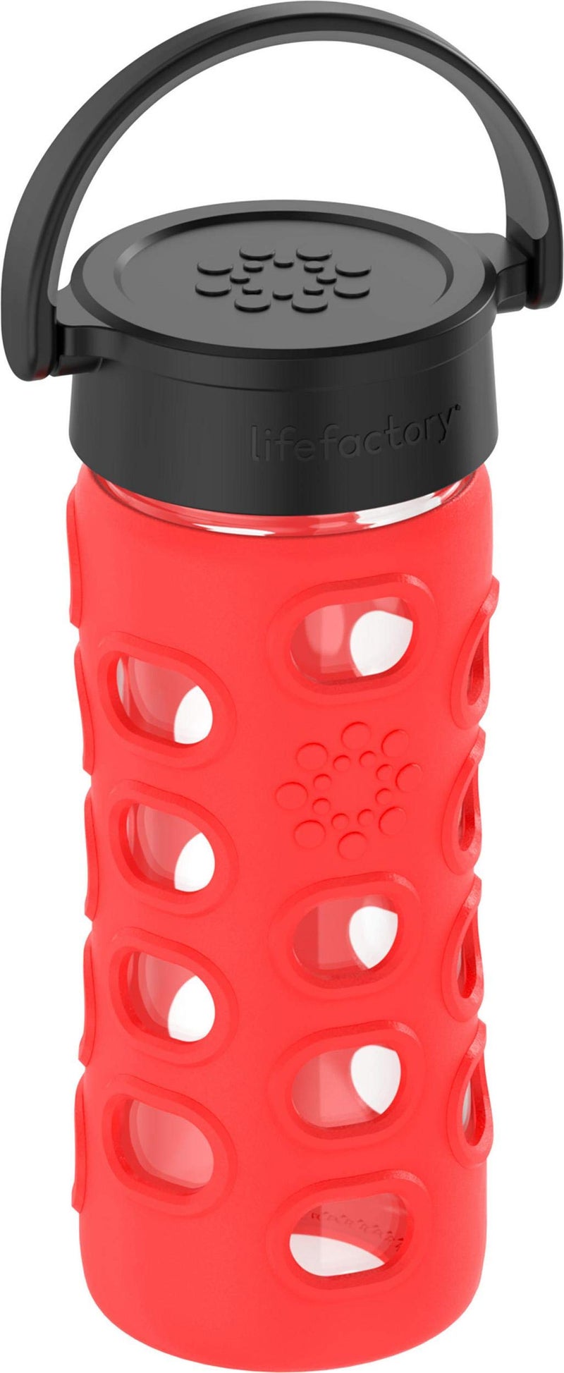 لايف فاكتوري LifeFactory 12 أونصة زجاجة ماء من الزجاج الخالي من BPA مع غطاء كلاسيكي وأكمام من الأكمام السيليكونة الحمراء - Image 2