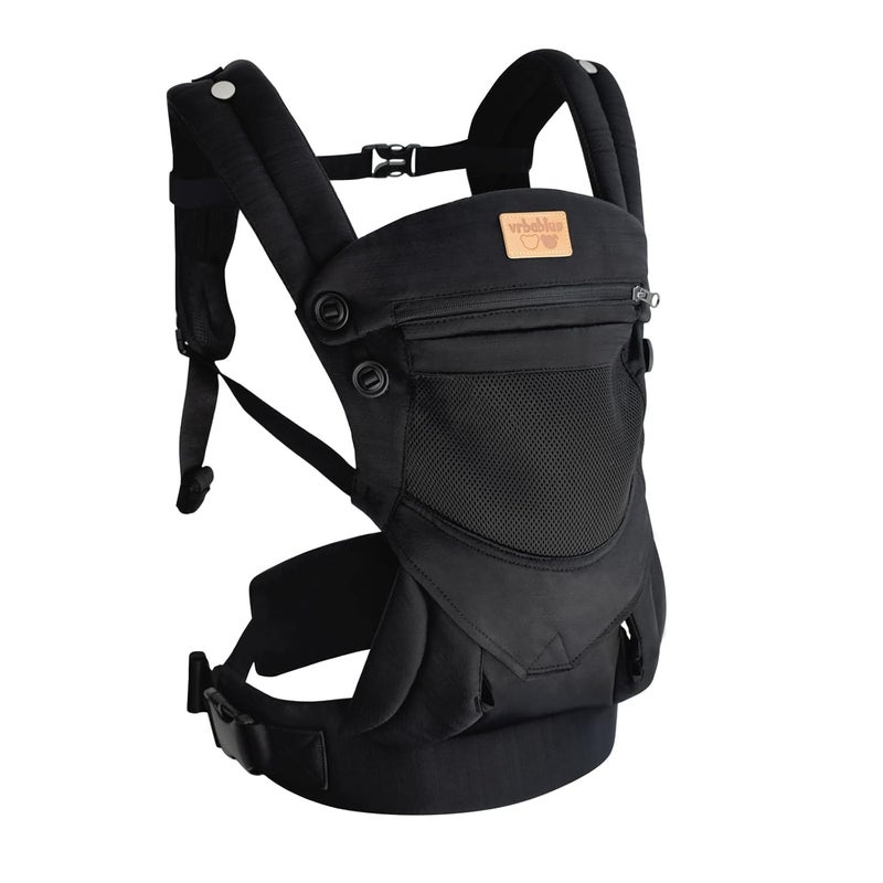 vrbabies Baby Carrier Newborn to Toddler Ergonomic Safe Soft Breathable Infant Carrier with Adjustable Head Neck Support  Outdoor Kangaroo Front  Back Carry Baby Carriers for Baby 840lbs Black - Image 1