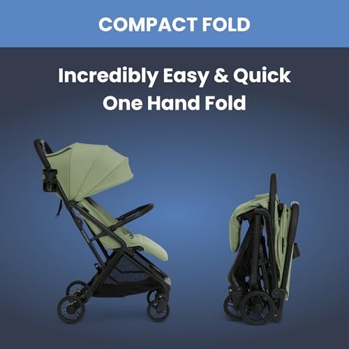 Delta Children Icon Ultra Compact Lightweight Everyday & Travel Stroller - One-Hand Fold - Only 15.6 lbs- Fits in Overhead Compartments - Greenguard Gold Certified - Multi-Position Recline, Sage Green - Image 2