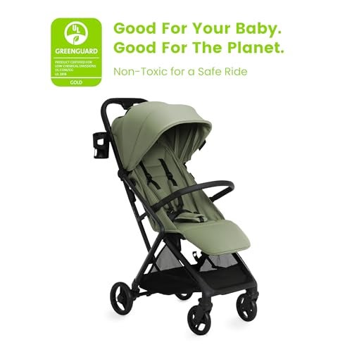 Delta Children Icon Ultra Compact Lightweight Everyday & Travel Stroller - One-Hand Fold - Only 15.6 lbs- Fits in Overhead Compartments - Greenguard Gold Certified - Multi-Position Recline, Sage Green - Image 3