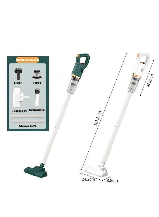 توهج شجاع مكنسة كهربائية محمولة يدوية | مكنسة كهربائية لاسلكية 2 في 1 | يدوية/عمودية | تشغيل هادئ 55 ديسيبل، قابلة لإعادة الشحن | مناسبة لأنواع الأرضيات المختلفة وشعر الحيوانات الأليفة | قابلة لإعادة الشحن عبر منفذ USB (أخضر) - Image 2