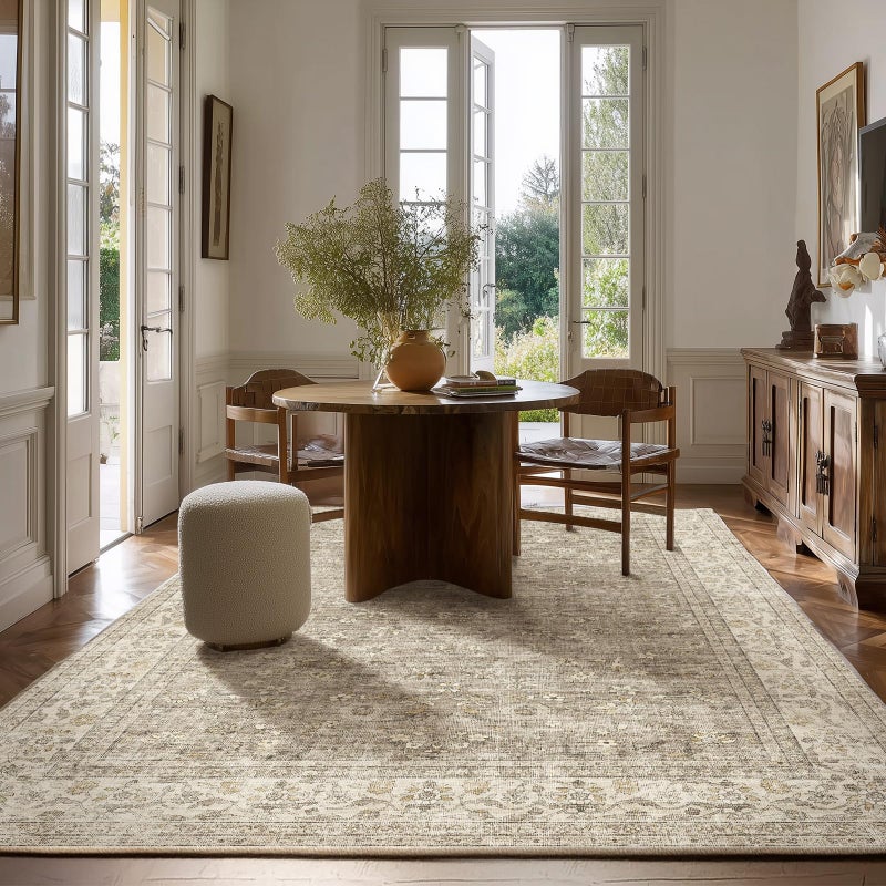 palohom Machine Washable Rugs for Living Room: 6x9 Area Rugs for Bedroom Vintage Stain Resistant Non Slip Low Pile Lightweight Boho Carpet for Kitchen Dining Room Farmhouse Kids Room Nursery - Image 5