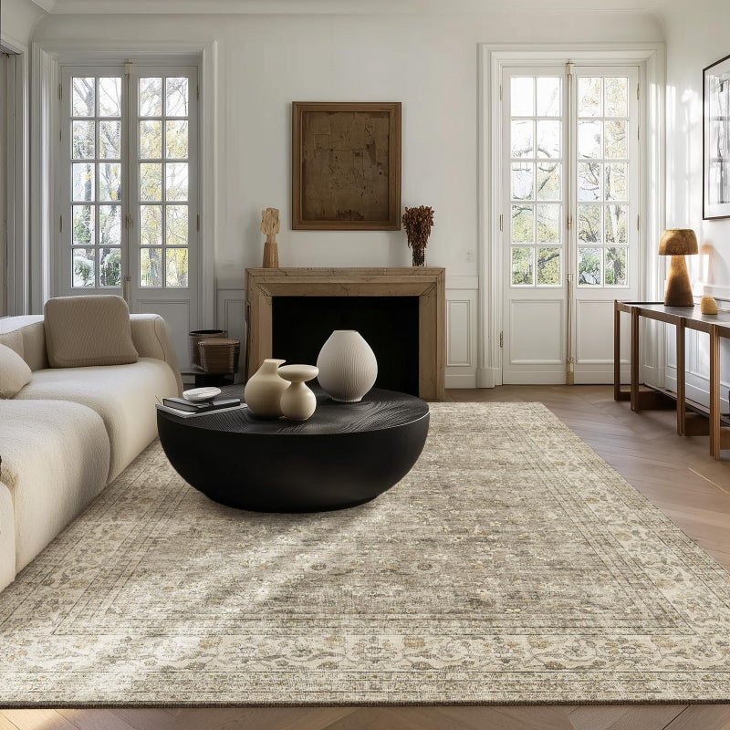 palohom Machine Washable Rugs for Living Room: 6x9 Area Rugs for Bedroom Vintage Stain Resistant Non Slip Low Pile Lightweight Boho Carpet for Kitchen Dining Room Farmhouse Kids Room Nursery - Image 2