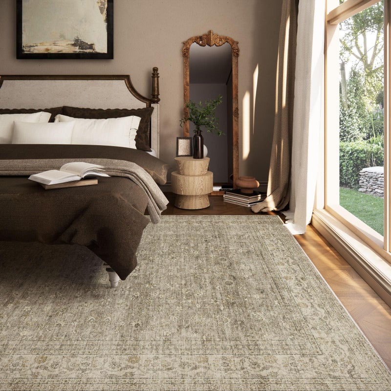 palohom Machine Washable Rugs for Living Room: 6x9 Area Rugs for Bedroom Vintage Stain Resistant Non Slip Low Pile Lightweight Boho Carpet for Kitchen Dining Room Farmhouse Kids Room Nursery - Image 4