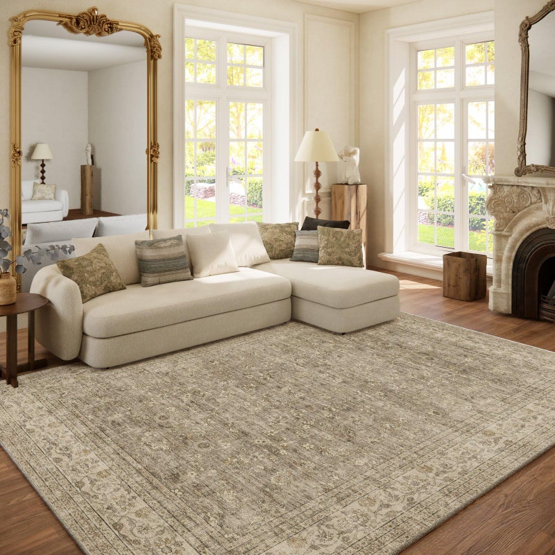 palohom Machine Washable Rugs for Living Room: 6x9 Area Rugs for Bedroom Vintage Stain Resistant Non Slip Low Pile Lightweight Boho Carpet for Kitchen Dining Room Farmhouse Kids Room Nursery - Image 1