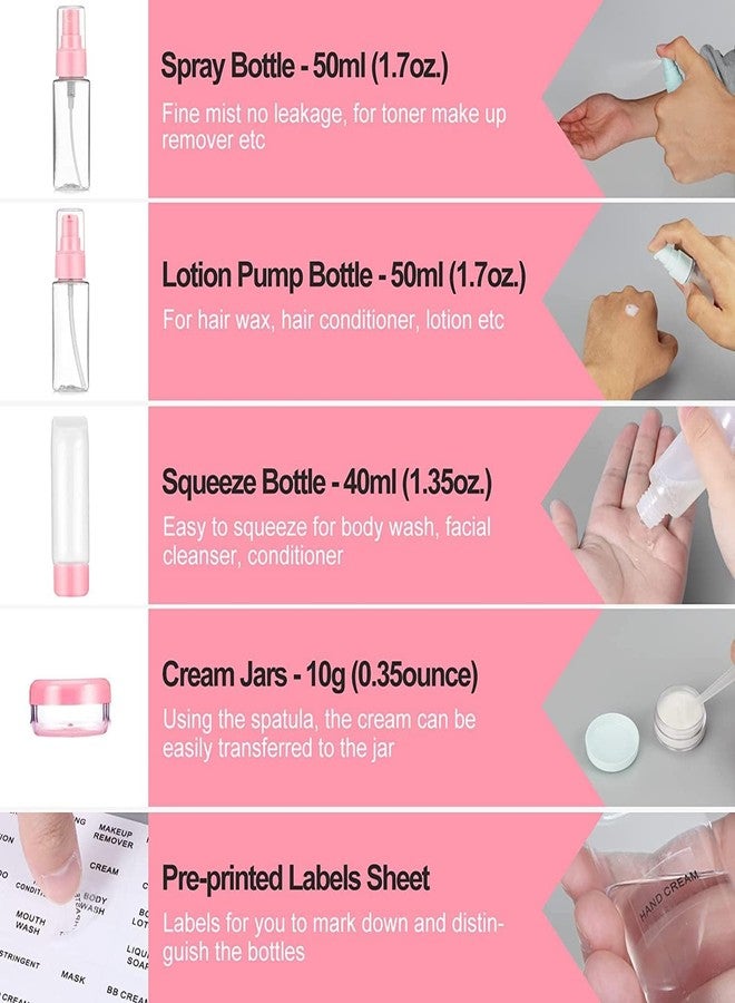 Ncry (7pcs) Travel Bottles for Toiletries - Refillable Empty Mini Small Container Travelling Kit Set for Shampoo, Cosmetics & Other Essentials - with Pouch (Random Colours) - Image 4