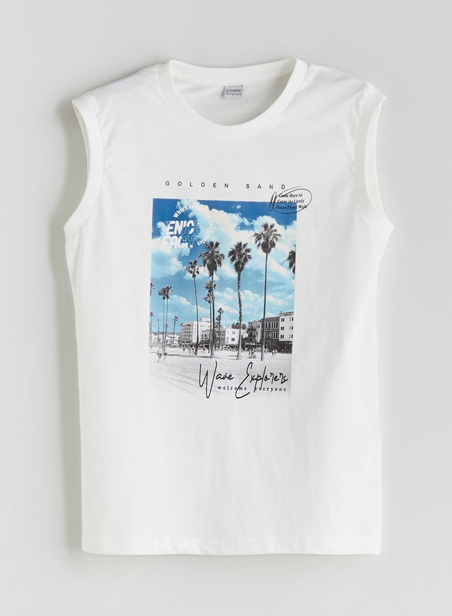 LC WAIKIKI Boys' Cotton Crew Neck Printed Summer Tank Top - Image 1
