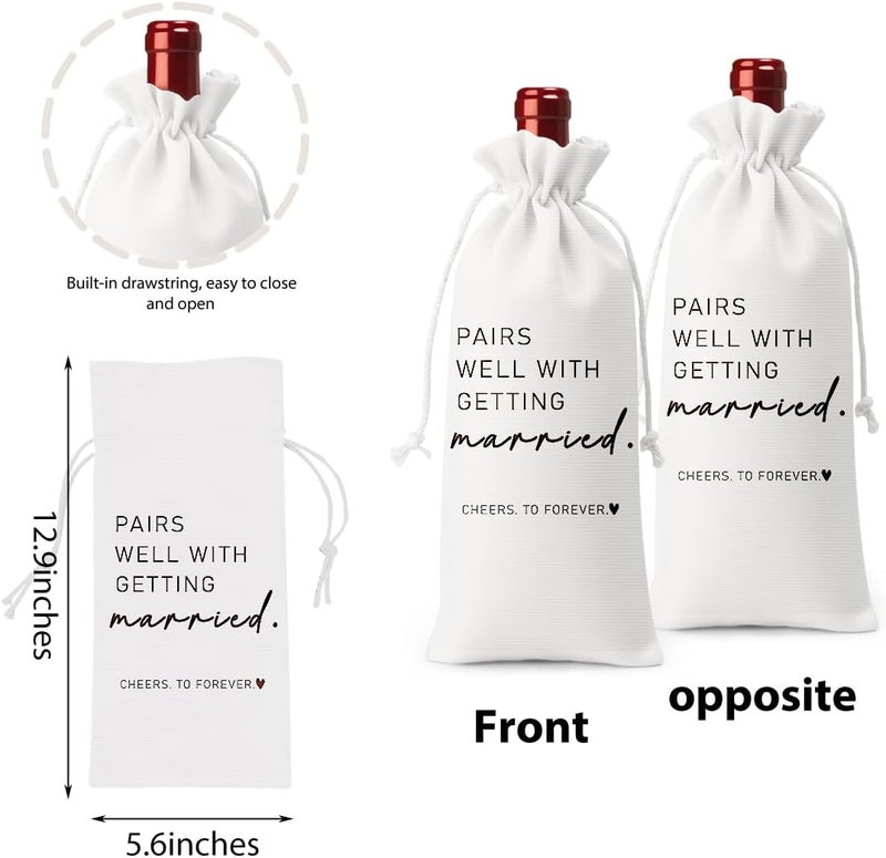 FBCCZEY Married Wine Bag Married Gifts for Couples Mr Mrs Marriage Honeymoon Gift Wedding Party Decorations Getting Engaged Wine Bottle Bag Champagne Bottle Wraps Bags （White） - Image 1