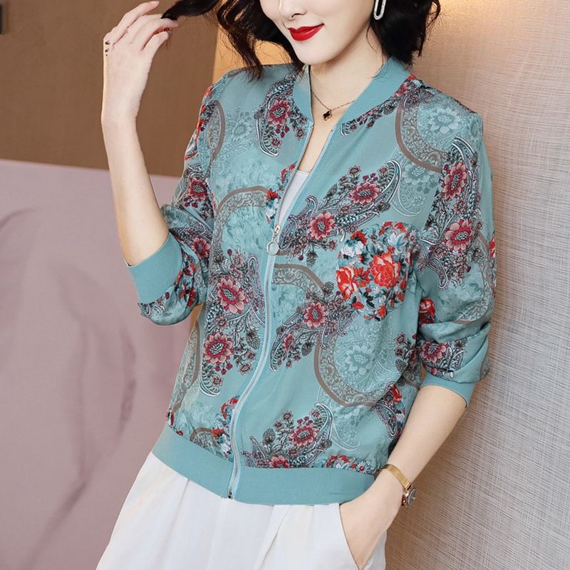 2024 Summer New Large Size Loose Fit Jacket Cardigan Top Short Jacket Trendy Printing Sun Protection Baseball Uniform For Women 3047# 