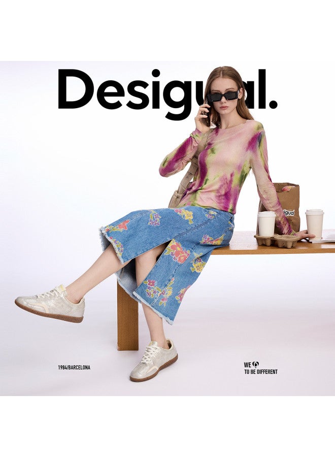 DESIGUAL floral Print Split Midi Denim Skirt - Image 4