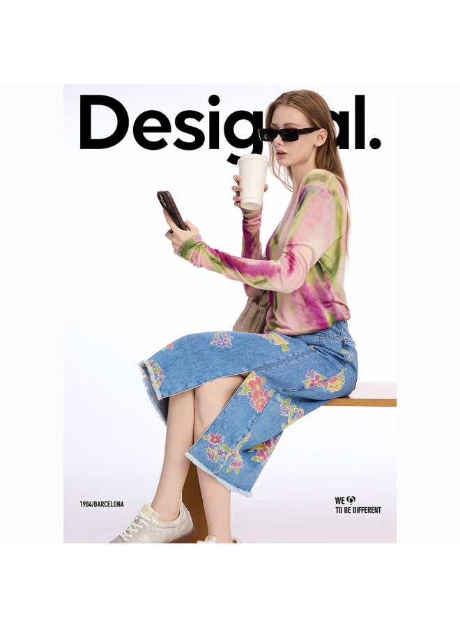 DESIGUAL floral Print Split Midi Denim Skirt - Image 5