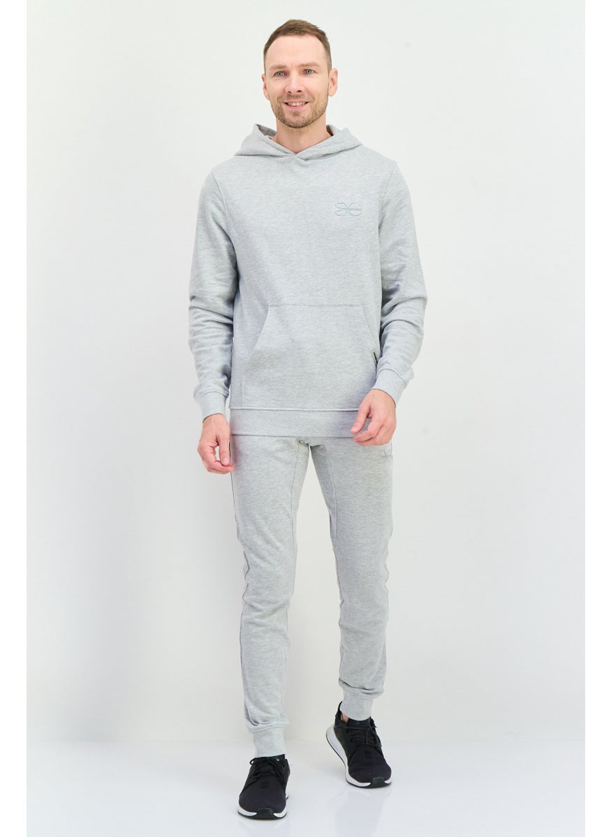 CROSSHATCH Men 2 Pieces Hooded Embroidered Logo Sweatshirt And Sweatpants Set, Grey  - Image 1