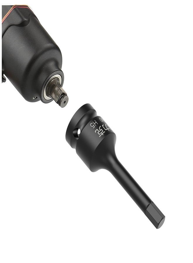 FOCMKEAS 3PCS 3/8" Square Drive H5(5mm) Impact Hex Bit Socket, 60mm(2.36") Length, Hex Driver, Impact Grade, One-Piece Construction, 3/8" Drive Allen Bit Socket, Cr-Mo Steel, Black - Image 5