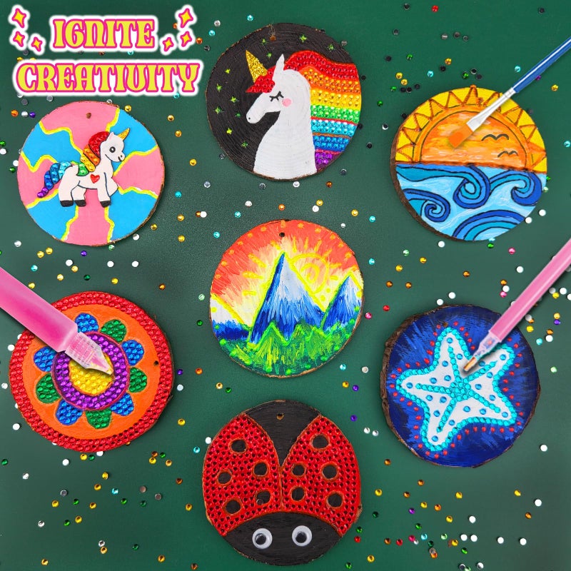 klmars Kids Wooden Painting Kit-Glow in The Dark-Arts & Crafts Gifts for Boys Girls Ages 5-12-Craft Activities Kits - Creative Art Toys for 5, 6, 7, 8, 9, 10, 11 & 12 Year Old Kids - Image 2