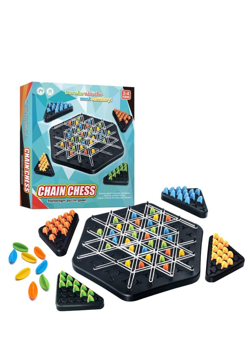 Large Size 13x12 Chain Triangle Chess Game,Fun Table Top Multiplayer Triangle Board Game,Triangle Rubber Band Game, Chain Triangle Chess,Chain Chess Desktop Puzzle Strategy Games for Kids and Adults - Image 1