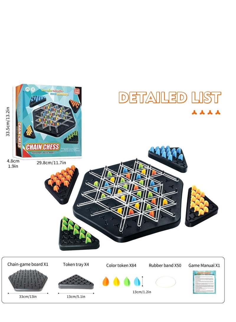 Large Size 13x12 Chain Triangle Chess Game,Fun Table Top Multiplayer Triangle Board Game,Triangle Rubber Band Game, Chain Triangle Chess,Chain Chess Desktop Puzzle Strategy Games for Kids and Adults - Image 4