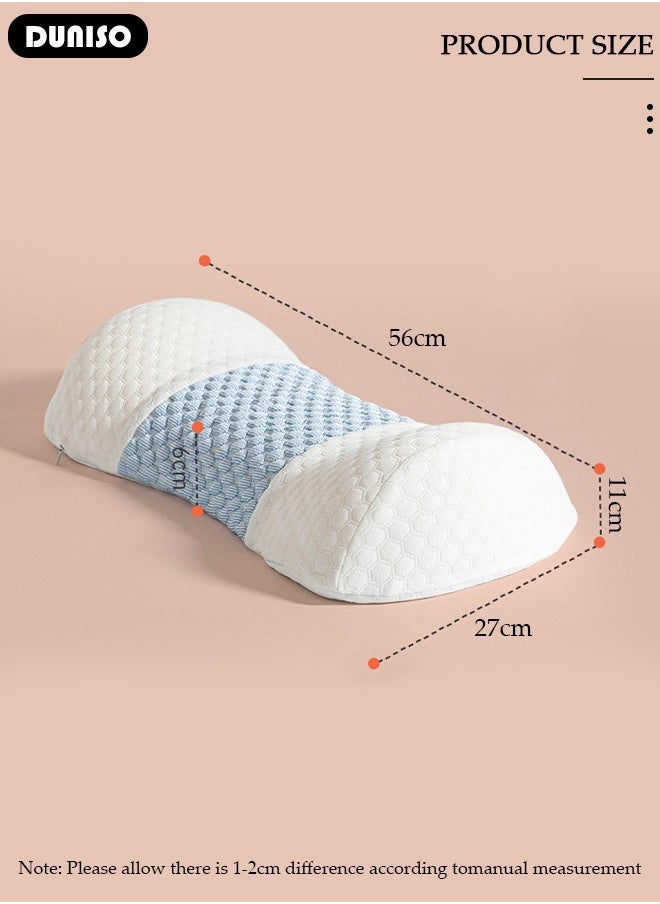 DUNISO Lumbar Support Pillow for Sleeping, Memory Foam Lumbar Pillow for Low Back Pain Relief, Ergonomic Streamline Back Pillow, Back Support Pillow with Washable Zipper Cover, Lumbar Sleeping Pillow for Pregnancy Lower Back Pain Side Stomach Sleeper  - Image 2
