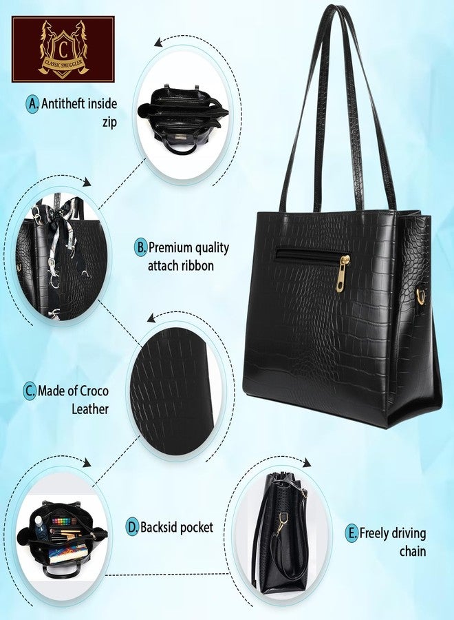 CLASSIC SMUGGLER Stylish Women’s Handbag | Premium PU Leather Shoulder Bag | Large Capacity Tote Purse | Zipper Closure | Office, Shopping & Party Use - Image 5