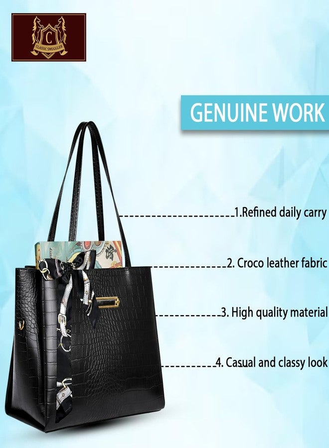 CLASSIC SMUGGLER Stylish Women’s Handbag | Premium PU Leather Shoulder Bag | Large Capacity Tote Purse | Zipper Closure | Office, Shopping & Party Use - Image 4