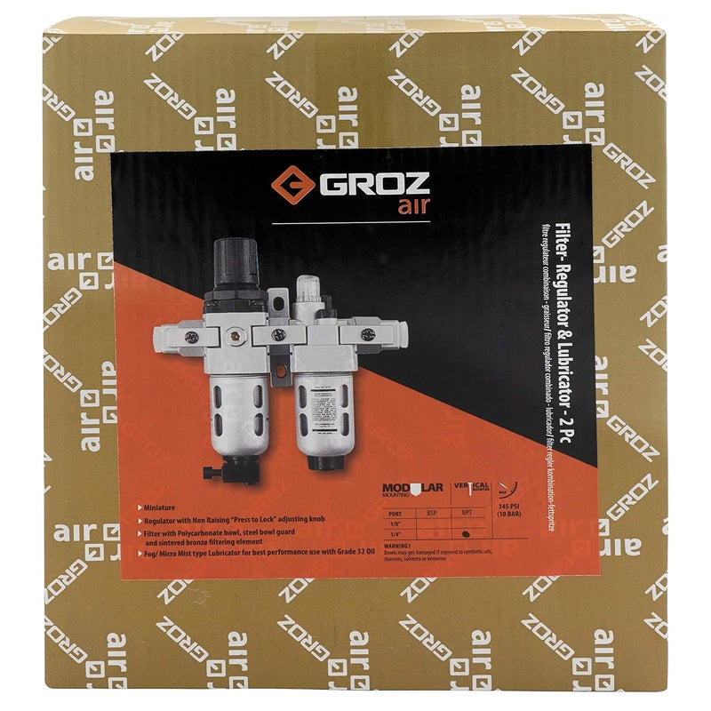 GROZ 60450 Air Filter - Regulator Combination and Lubricator - Modular 2 Piece, Polycarbonate Bowl, Miniature-1/4” NPT, 18 CFM - Image 5