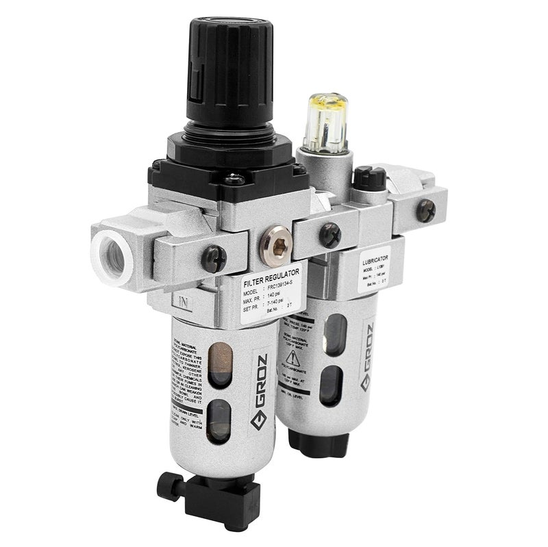 GROZ 60450 Air Filter - Regulator Combination and Lubricator - Modular 2 Piece, Polycarbonate Bowl, Miniature-1/4” NPT, 18 CFM - Image 4