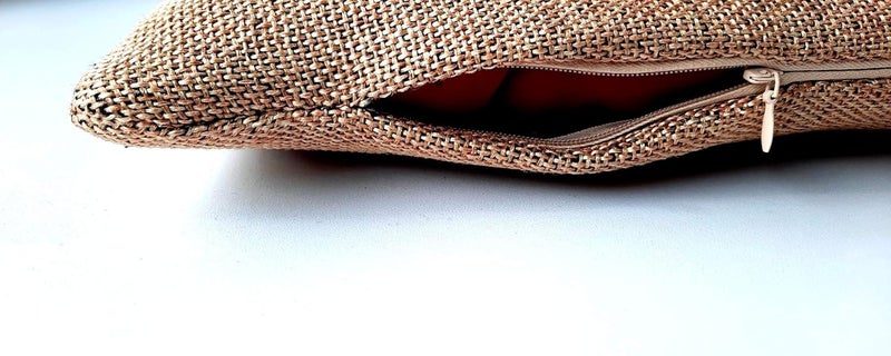 pepme pepmeJute Plain Cushion Cover Hidden Chain for Sofa Chair Bed Floor Sitting 24x24 inches Large Brown Pack of 2  - Image 4