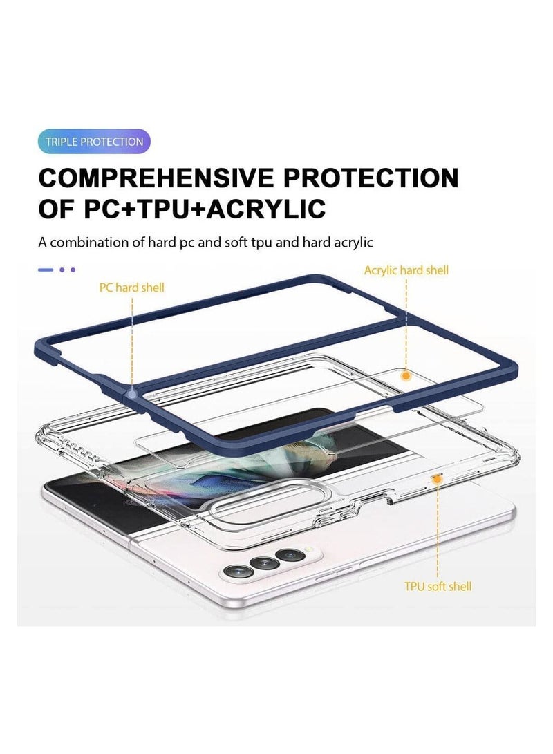 CATANES جراب شفاف هجين مقاوم للصدمات من مادة TPU الناعمة مع مصد صلب مضاد للسقوط لهاتف Samsung Galaxy Z Fold 4، أزرق - Image 2