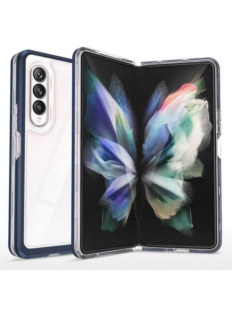 CATANES جراب شفاف هجين مقاوم للصدمات من مادة TPU الناعمة مع مصد صلب مضاد للسقوط لهاتف Samsung Galaxy Z Fold 4، أزرق - Image 1