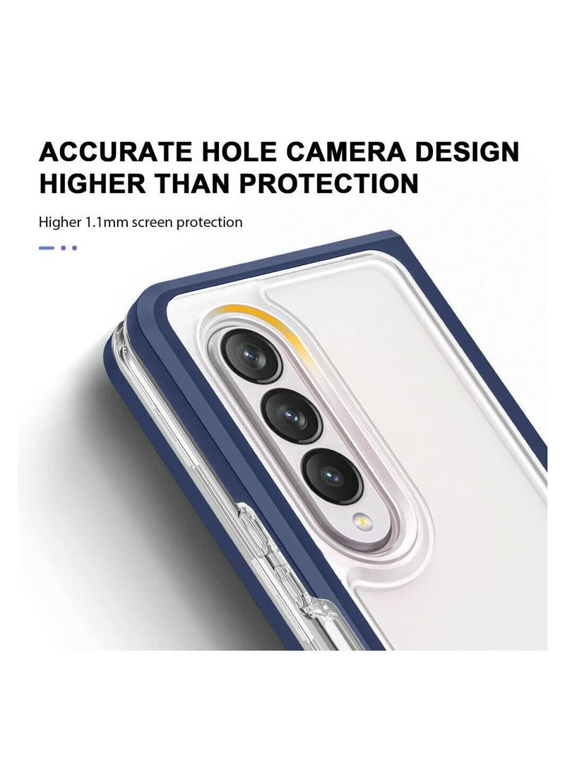 CATANES جراب شفاف هجين مقاوم للصدمات من مادة TPU الناعمة مع مصد صلب مضاد للسقوط لهاتف Samsung Galaxy Z Fold 4، أزرق - Image 3