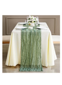 Generic Translucent Table Runner Chessian Tablecloth for Wedding Reception Bridal Shower Party Decoration Table Centerpiece 90400CM Green  - Image 3