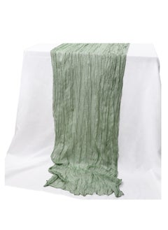 Generic Translucent Table Runner Chessian Tablecloth for Wedding Reception Bridal Shower Party Decoration Table Centerpiece 90400CM Green  - Image 2