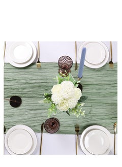 Generic Translucent Table Runner Chessian Tablecloth for Wedding Reception Bridal Shower Party Decoration Table Centerpiece 90400CM Green  - Image 5