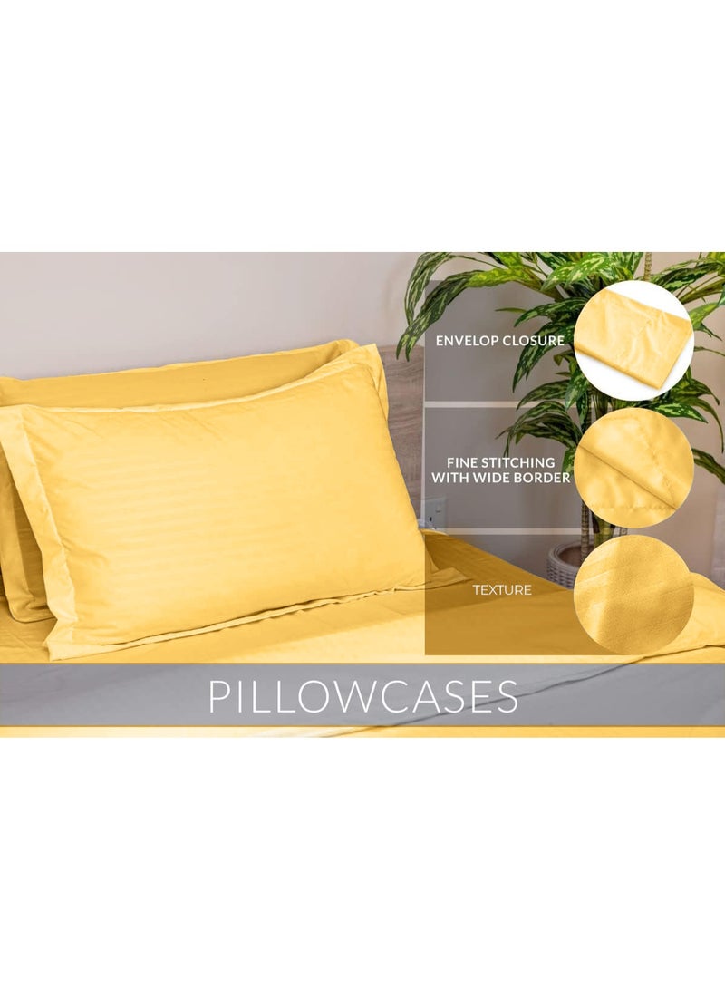 Eworld 6-Piece Premium King Size Bedding Set, Gold Striped Design and High-Quality Microfiber Hotel Luxury Bedsheet Soft Quilt Cover and Pillowcases - Image 4