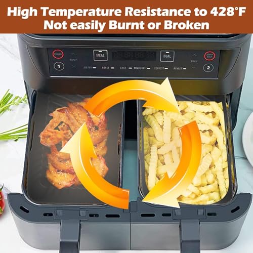 CEGOUT 2Pcs Silicone Air Fryer Liners for Ninja Foodi Dual DZ201, Non-Stick Air Fryer Basket Accessories, Reusable Liners Fits 8 QT - Image 5