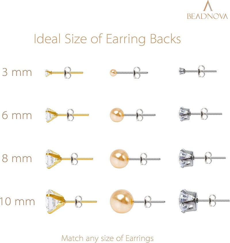 BEADNOVA Earring Backs Stainless Steel Earring Backings for Studs Hypoallergenic Surgical Locking Ear Stud Backs for Posts 120 pcs - Image 4