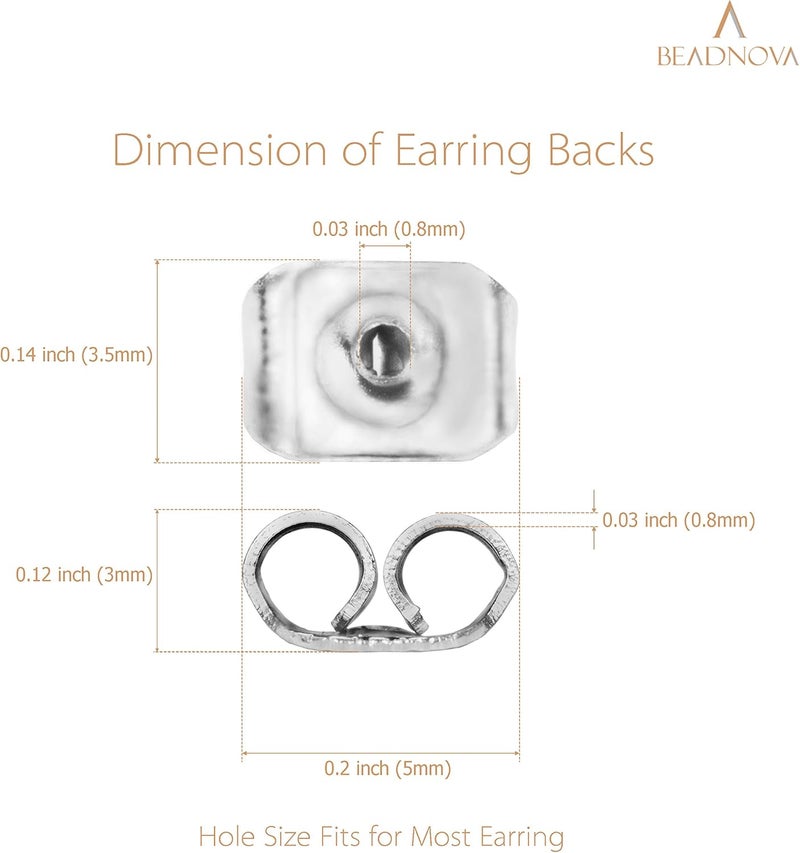 BEADNOVA Earring Backs Stainless Steel Earring Backings for Studs Hypoallergenic Surgical Locking Ear Stud Backs for Posts 120 pcs - Image 3