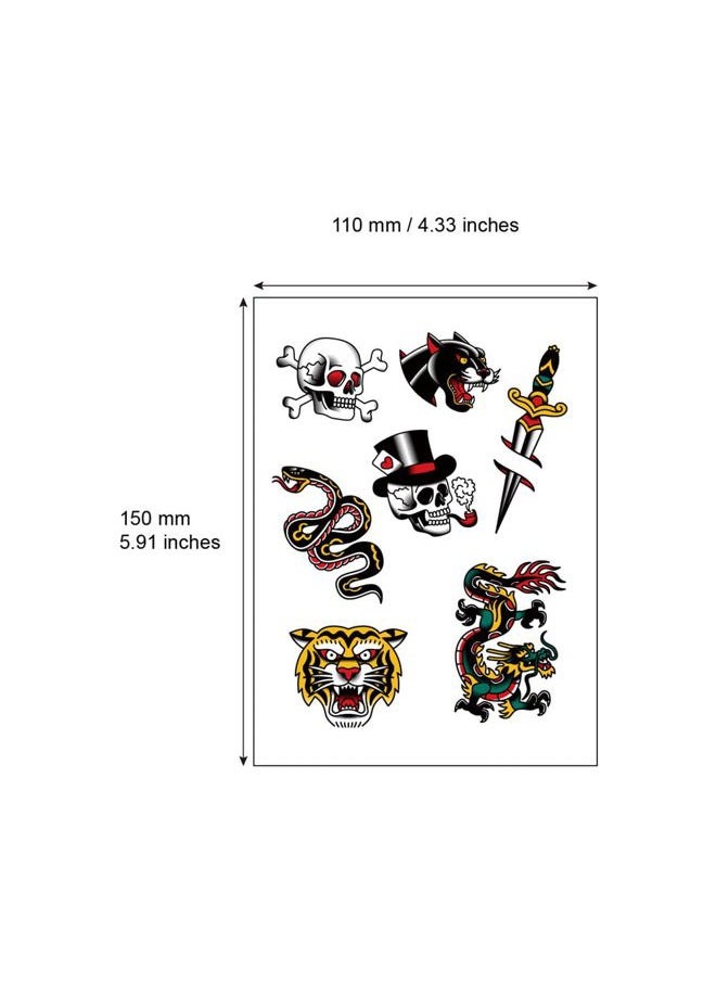 SanerLian - Anchor Skull Swallow Temporary Tattoo Sticker Waterproof Adult Men Women Hand Arm Shoulder Body Art 15X11cm Set of 4 (SF165) - Image 1