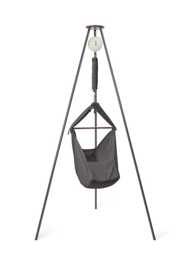 مونبون مجموعة نوم الأطفال الكلاسيكية من مونبون - أرجوحة نظام نوم عضوي | تتضمن محرك بلوتوث وحامل ثلاثي القوائم | تصميم دنماركي لنوم أفضل للطفل (حجري، حامل ثلاثي القوائم رمادي) - Image 1