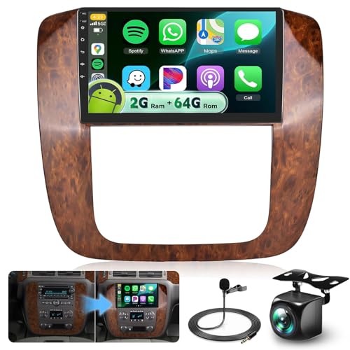 Sellrich 4Core+64G Car Radio for Chevy Silverado GMC Yukon Tahoe Suburban 2007-2013 Stereo Upgrade with DSP Wireless Carplay/Android Auto, Sellrich 9" IPS Touch Screen Radio Bluetooth FM/RDS SWC Backup Camera - Image 1