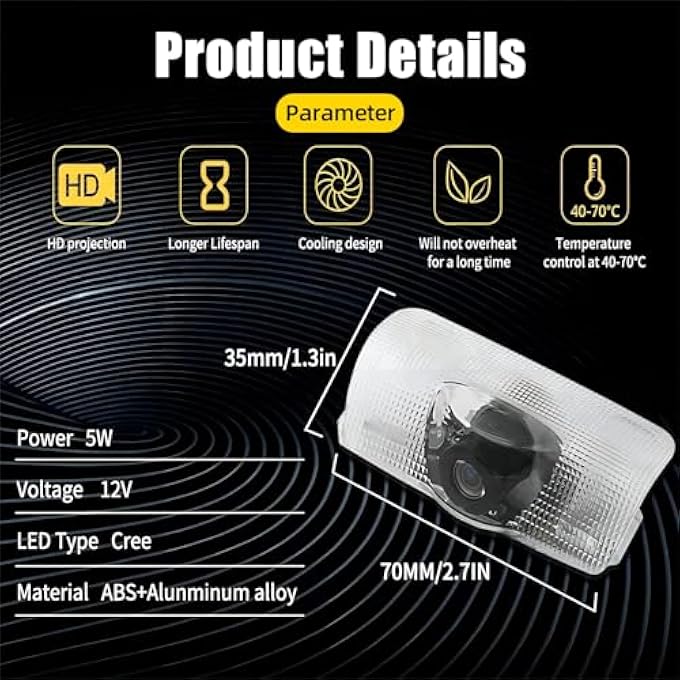 ريحني 4 قطع من مصابيح باب السيارة، شعار بروجيكتور، متوافق مع: هايلاندر، كامري، 4 رانر، سيينا، كورولا، تندرا، بريوس، فينزا، برادو، سيكويا، ريز، بريفيا، ألفا روميو، نموذج ثلاثي الأبعاد، مصابيح بروجيكتور ترحيبية للسيارة - Image 5