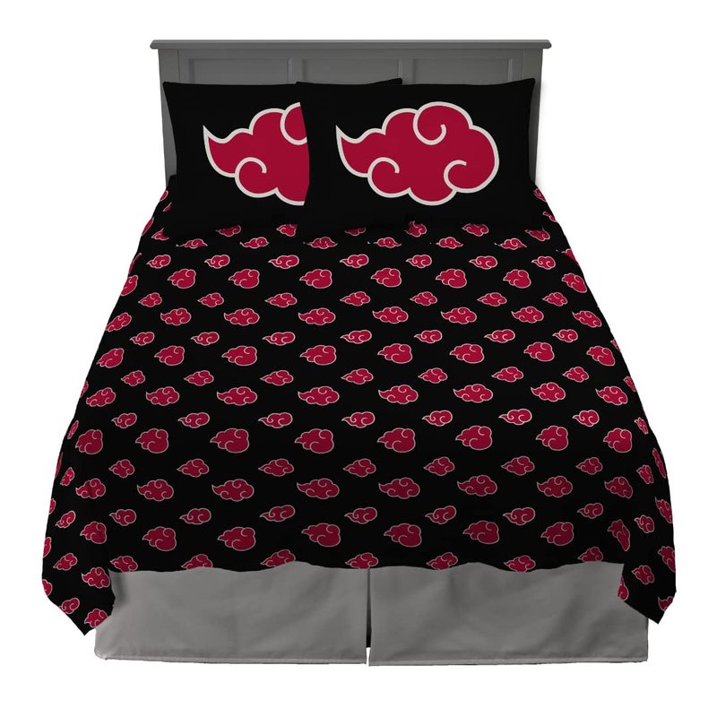 Franco Naruto Akatsuki Anime Bedding Super Soft Microfiber Queen Sheet Set  (Official Licensed Naruto Product) - Image 1