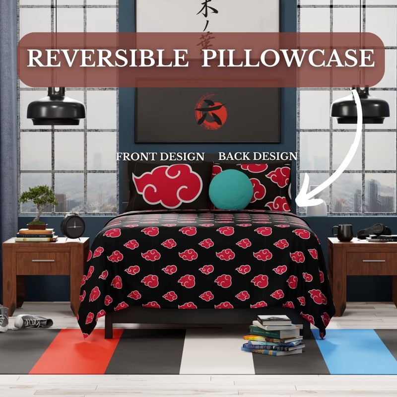 Franco Naruto Akatsuki Anime Bedding Super Soft Microfiber Queen Sheet Set  (Official Licensed Naruto Product) - Image 3