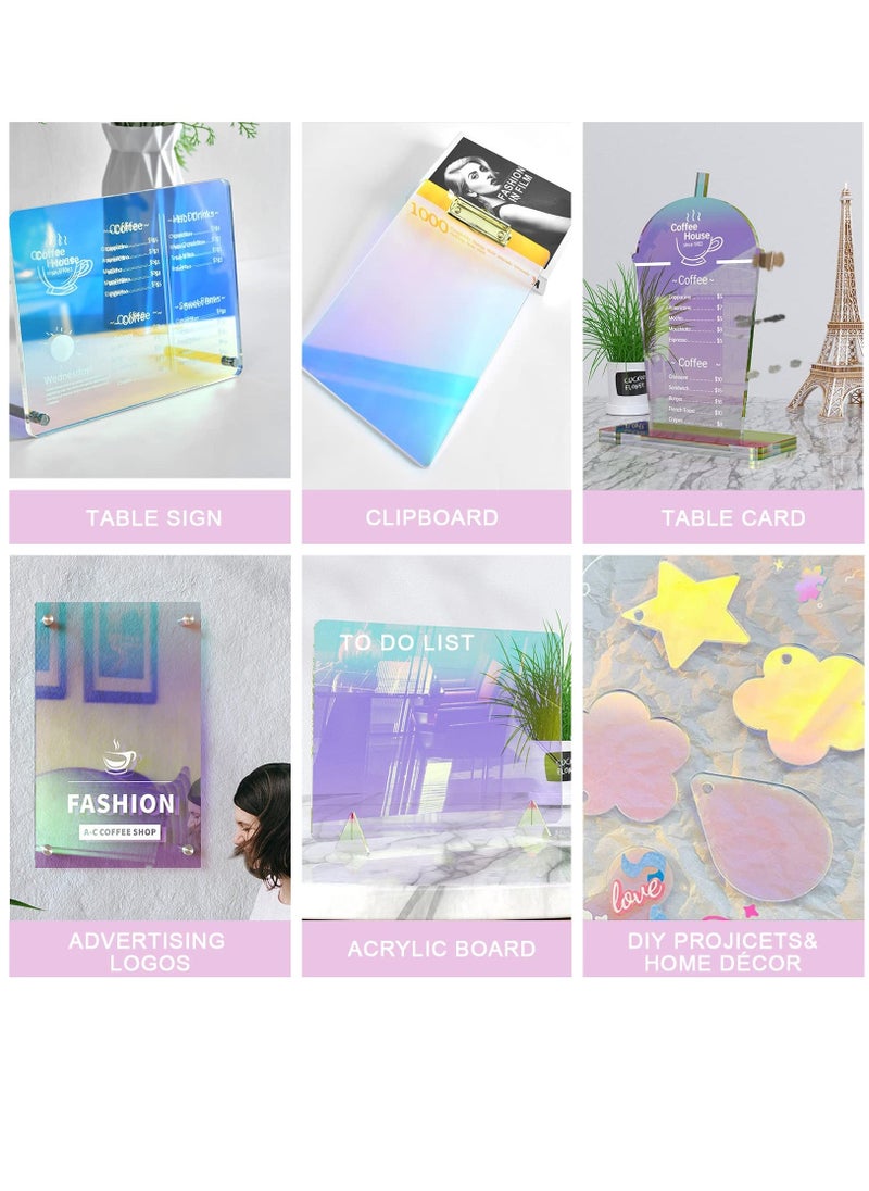 Generic - 8X12" Iridescent Acrylic Sheet, 4 Pack Colored Acrylic Sheets for Crafts,Signs,Pantings DIY Display Projects, 200x300x2.8MM - Image 1