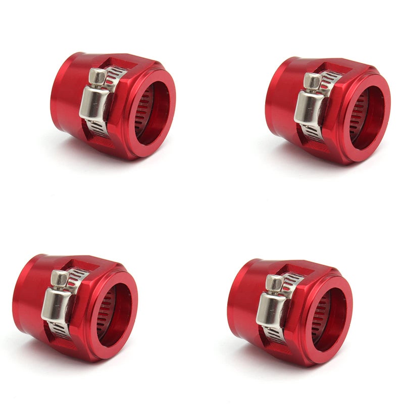 POSENG 4Pcs AN6 Flexible Rubber Hose Pipe Clamp with Screw Band for FuelOilGasAir and Water Red - Image 3