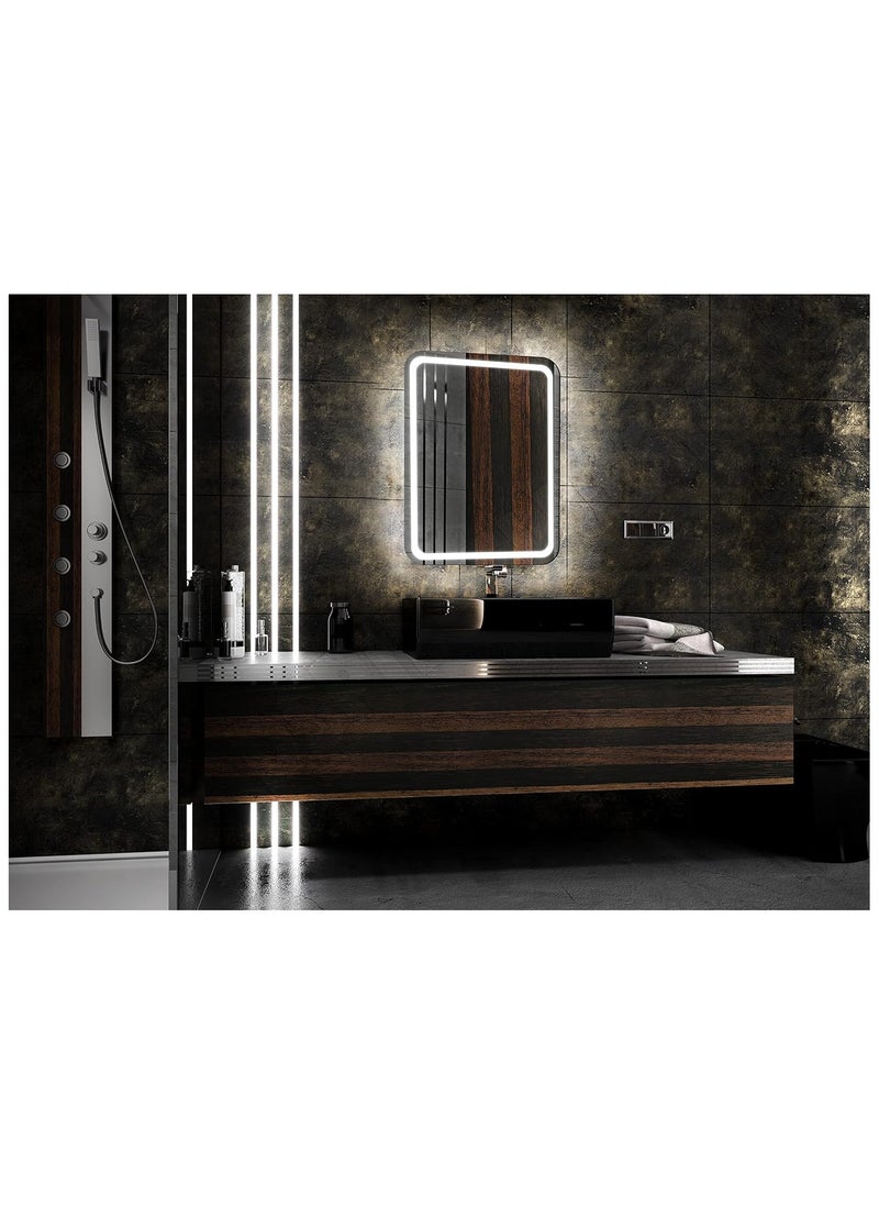 Generic 3-Color Led Touch Wall Mirrors 80X60X3Cm Multicolour  - Image 2