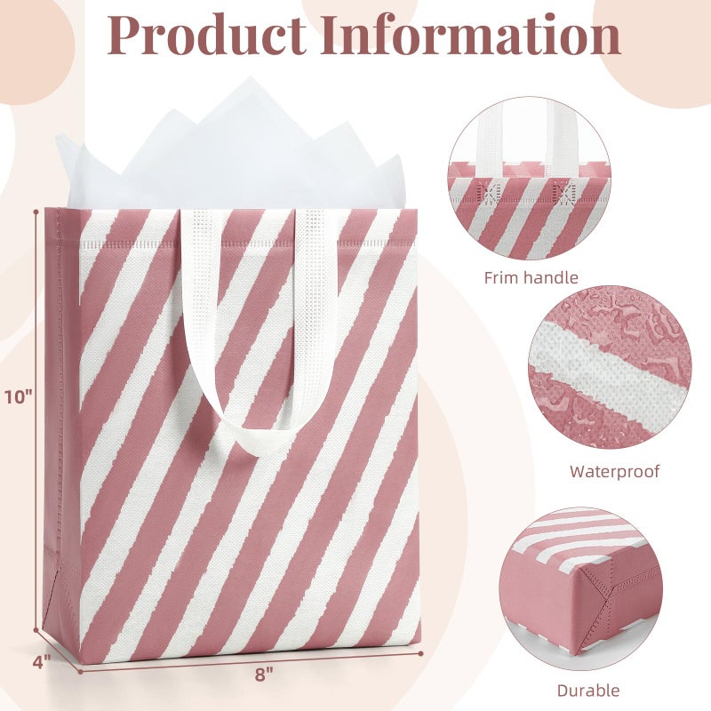 STYPOP 10" Gift Bags Medium Size (4 Pack) - Includes Tissue Paper & Cards, Reusable Non-Woven Gift Bags with handles, Perfect for Birthday, Wedding, Baby Shower, Party, Holiday, 10" x 8" x 4" - Image 5